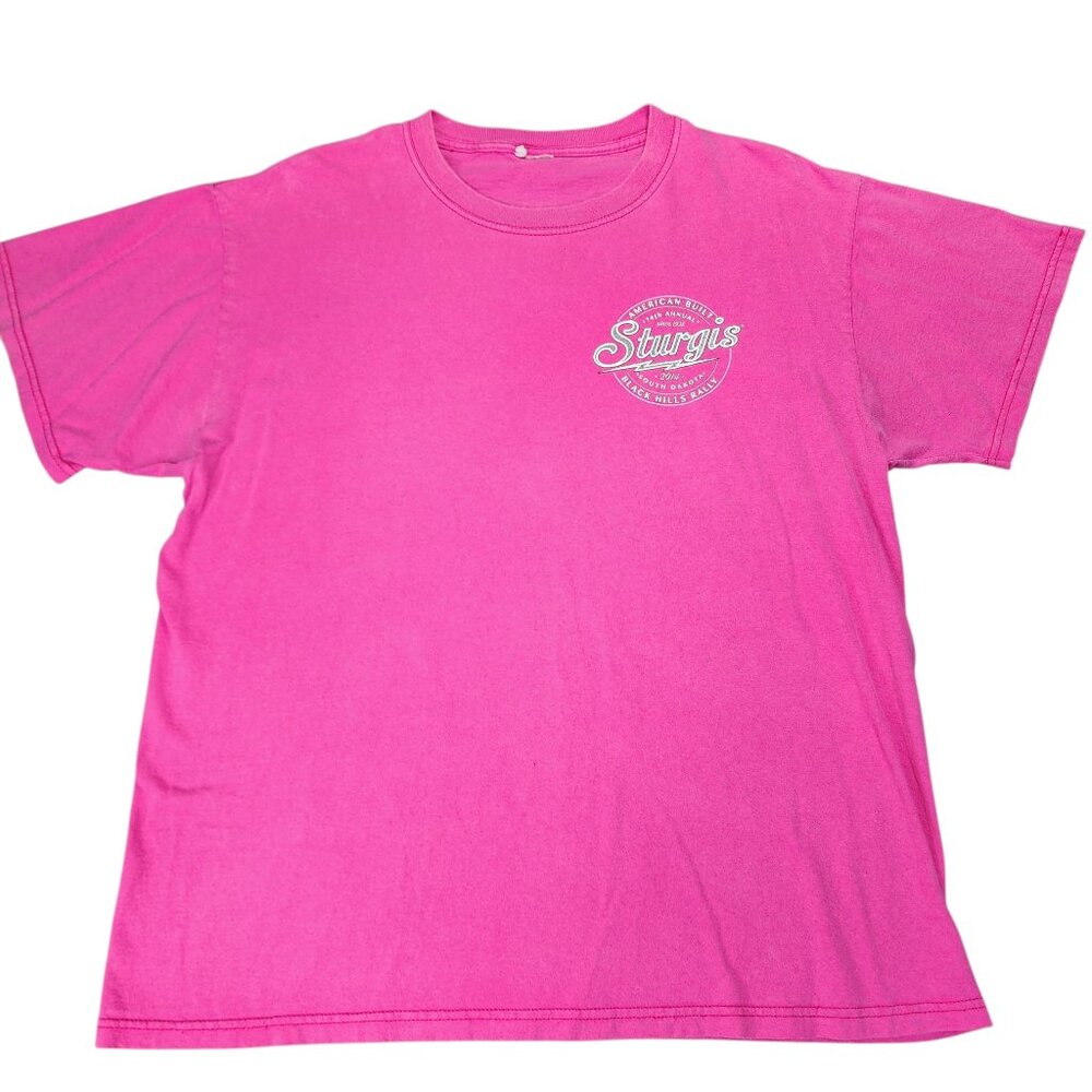 2014 Sturgis Motorcycle Rally T-Shirt Black Hills Motor Classic Size Large Pink
